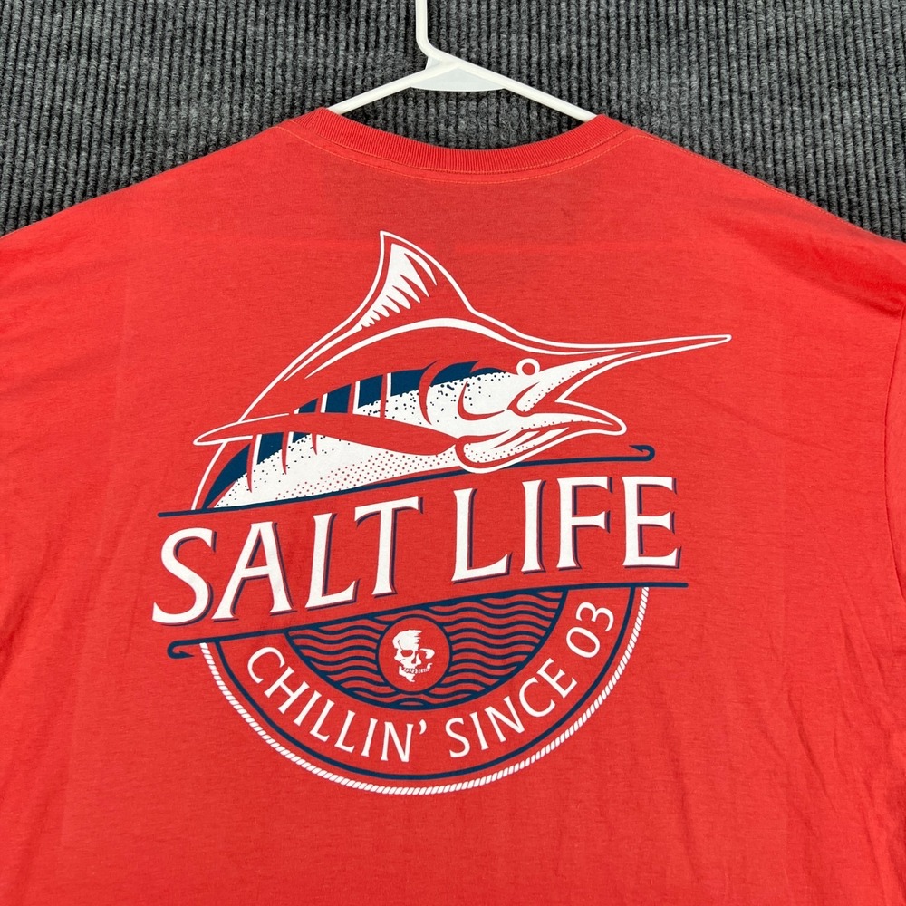 Salt Life T-Shirt Mens XL Extra Large Pink Short Sleeve Live Salty Cotton Crew